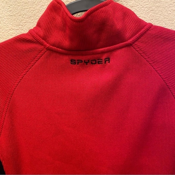 SPYDER Men Red 1/4 Zip Fleece Lined Sweater Size Large - Picture 5 of 9